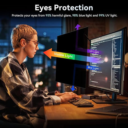 [2 Pack] 32 Inch Computer Privacy Screen Filter for 16:9 Widescreen Monitor, Removable Eye Protection Anti Glare Blue Light Filter Privacy Shield, Anti Scratch Anti Spy Screen Protector Film 32 In