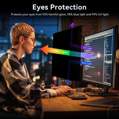 [2-Pack] 25 Inch Computer Privacy Screen Filter for 16:9 Widescreen Monitor, Removable Eye Protection Anti Glare Blue Light Filter Privacy Shield, Anti Scratch Anti Spy Screen Protector Film 25 In