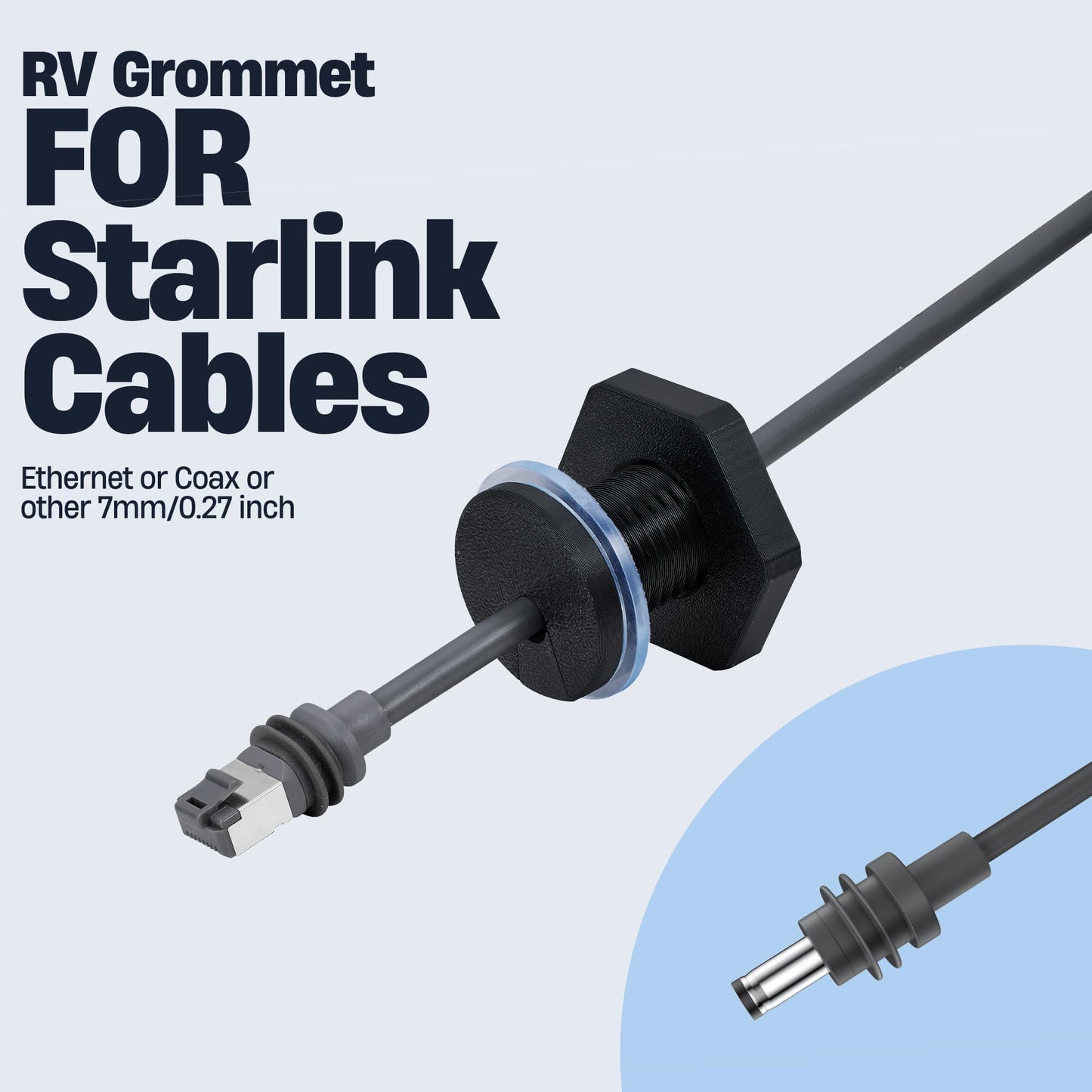RV Cable Pass Through kit for Starlink, Camper Wall Cable Grommet 35mm 2pcs