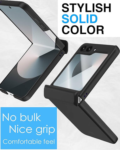 STORMTAL for Samsung Galaxy Z Flip 6 Case/Z Flip 7 FE Case, Hinge Protection, Built-in Screen Protector, Wireless Charging, Slim Rugged Phone Protective Case for Galaxy Z Flip 6 Black