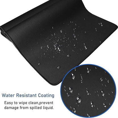 Gaming Mouse Pad, Large Desk Mouse Pad with Stitched Edges,(35.4X15.7In) Durable Non-Slip Natural Rubber Base, Waterproof Computer Keyboard Pad Mat for Esports Pros/Gamer/Desktop/Office/Home, Black