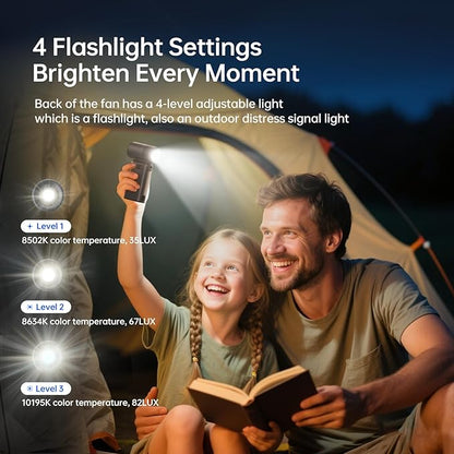 JISULIFE Portable Handheld Fan Ultra2, 9000mAh Max 25 Hrs, 5 IN 1, 100 Speed Turbo Fan Rechargeable 18W Power Bank with Flashlight, Metal Shell Multi-Function Travel Essentials Gifts for Men-Grey