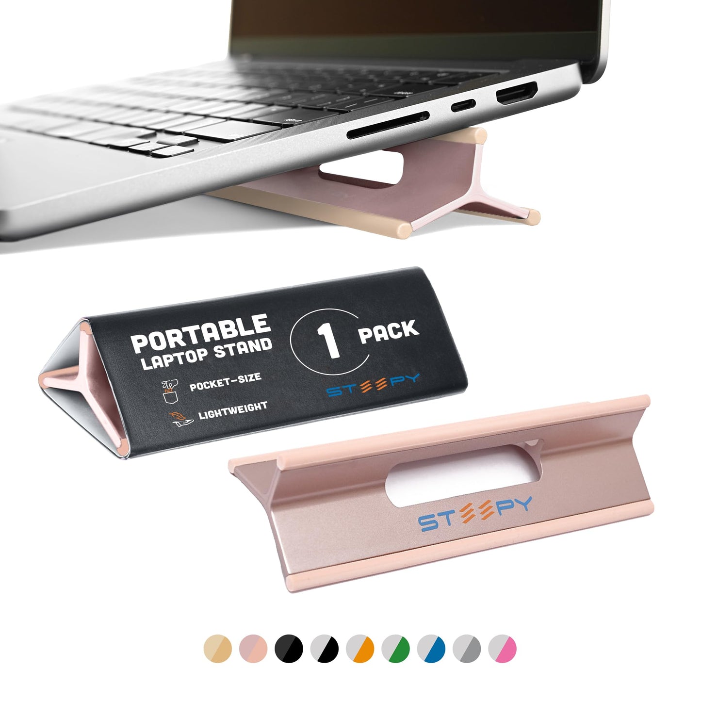 Steepy Portable Laptop Stand for Desk – Adjustable Height & Laptop Holder