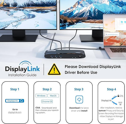 WAVLINK DisplayLink Docking Station Dual 5K, USB-C Dock for Mac M1/M2/M3/M4 & Windows, 14-in-1 with 100W Laptop Charging, 2 DP/2 HDMI 4K, SD/TF, 5 USB Ports, Ethernet, Audio