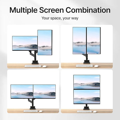 monTEK Dual Monitor Mount Tall Monitor arms for 2 Monitors for 17 to 35 Inch Curved Screen Holds 35 Lbs Adjustable Heavy Duty Monitor Desk Mount Cable Management, VESA 75/100mm, MA1007PBK-D