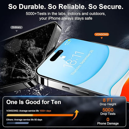 2 Pack Screen Protector for iPhone 16 Pro Max,Durable and Drop-Proof with 9H Hardness,Bubble-and-Dust-Free 16 Pro Max HD High-Aluminum Tempered Glass,Easy Installation Exclusively
