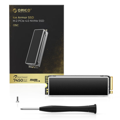 ORICO OSC 1TB M.2 NVMe SSD for Desktop PC, PCIe 4.0 Internal SSD with 7450MB/s Read, TLC NAND, Pre-Installed Pro-Grade Finned Heatsink, Innovative IceArmor Cooling, M.2 2280 Drive