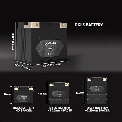 DKL5 300A LiFePO4 Motorcycle Lithium Battery, 12V 2Ah Powersports Battery, Compatible Jet Ski, Quad, Scooter, Generator Battery, Snowmobile