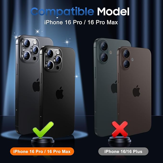 UniqueMe for 3 Pack iPhone 16 Pro/iPhone 16 Pro Max Camera Lens Protector - [Drop Protection] [Case Friendly] 9H Tempered Glass Camera Cover Screen [Update New Version] - Grey