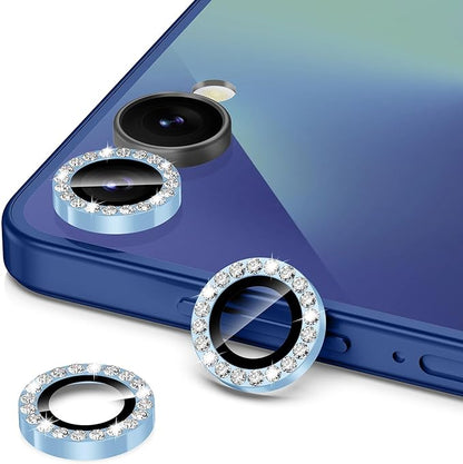 for Samsung Galaxy Z Flip 7 Camera Lens Protector, Individual Metal Ring Tempered Glass Lens Cover, [Strong Adsorption] Scratch Resistant Ultra-Thin HD Clear Lens Cover, 1 Set-Blue Diamond