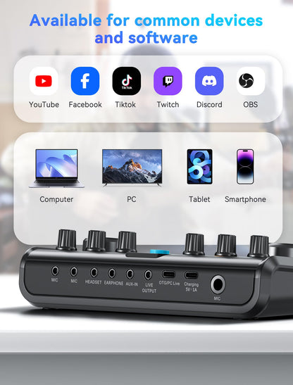 P99 Podcast Equipment Bundle,Audio Interface with Studio Microphone