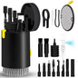 walrfid Laptop Phone Screen Cleaner Kit, Computer Keyboard Brush Cleaning Spray for iPhone AirPods MacBook iPad, 20-in-1 Electronic Device Clean Tool for Camera Earbud Car Screens (Black)