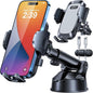 HTU 2025 Best Car Phone Holder 【Ultimate 5-in-1 & Upgraded 100+LBS Strongest Suction】【True Military-Grade & Safety Cert】 360° Windshield Dashboard Vent Mount Stand for iPhone Android & Truck, Grey