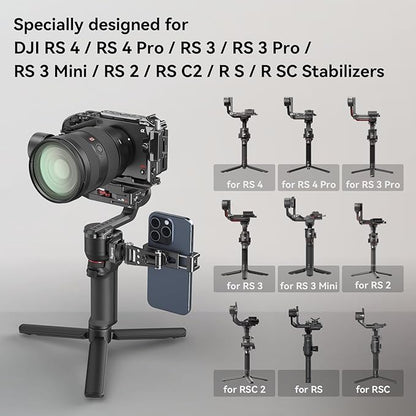 SMALLRIG Universal Phone Tripod Mount, Metal Cell Phone Mount with Cold Shoe Mount and M4 Screws for DJI RS 4 Mini/Pro, Free Adjustment Phone Mount Adapter for iPhone 16 15, for Samsung Galaxy- 4301