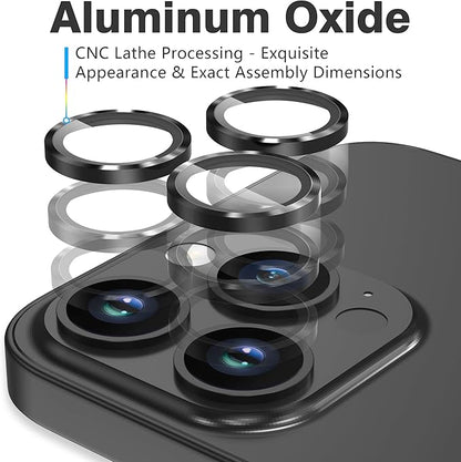 AGVEE 3+3 6 Pack for iPhone 14 Pro 6.1" / 14 Pro Max 6.7" Camera Lens Cover Protector, Metal Ring 9H Tempered HD Glass Camera Cover Protector Film, Black