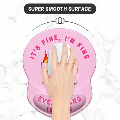 ITNRSIIET Ergonomic Mouse Pad with Gel Wrist Support Small Wrist Rest Smooth Surface Non-Slip PU Base Comfortable Office Supplies Pain Relief, 8.7 x 7.2 inches, Pink Cute Dumpster