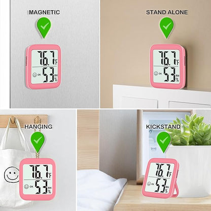 Antonki 2 Pack Room Thermometer for Home, Indoor Hygrometer Humidity Meter Gauge, Digital Temperature and Humidity Sensor Monitor for House, Terrarium, Incubator, Greenhouse - Battery Included