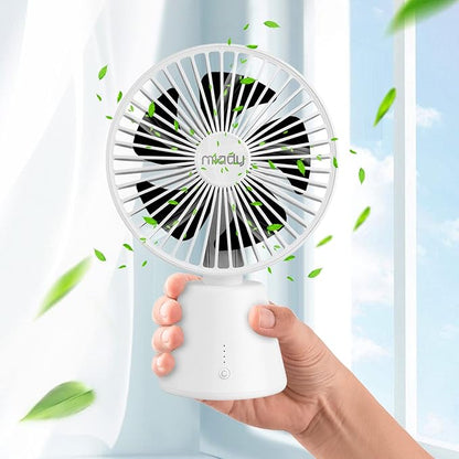 Miady USB Desk Fan, Upgraded 5000mAh Portable Desktop Fan 135°Auto-Oscillating 3 Speeds Mini Cooling Personal Table Fan for Home Office Travel Camping Outdoor
