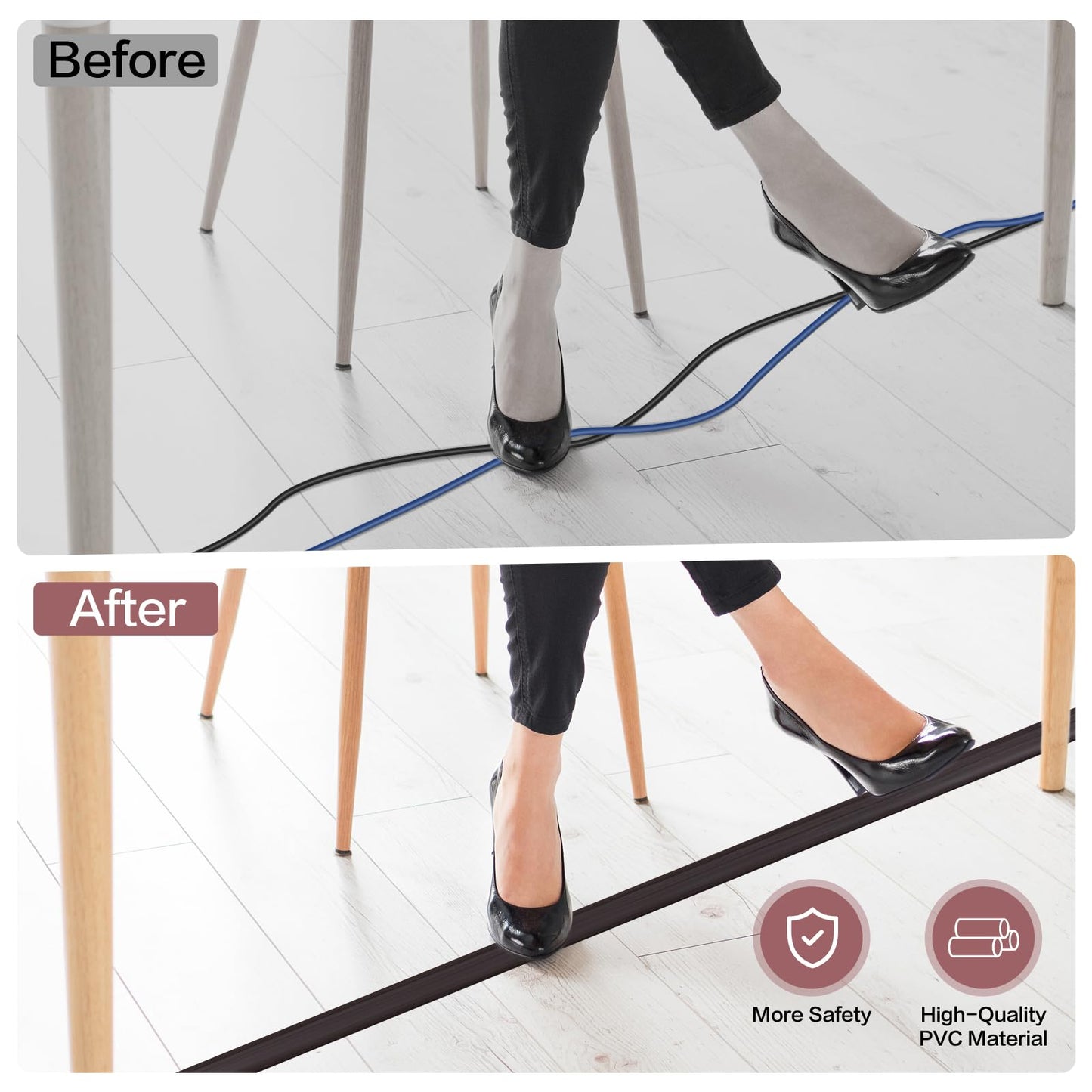 LSGCQ Floor Cord Cover Self Adhesive Cord Hider Floor Cable Management