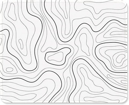 ITNRSIIET Mouse Pad with Stitched Edge Premium Textured Smooth Precise Operation Waterproof Washable Non-Slip Rubber Base Desktop Protection Mat, 10.2×8.3×0.12 inches, Topographic Contour White