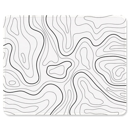 ITNRSIIET Mouse Pad with Stitched Edge Premium Textured Smooth Precise Operation Waterproof Washable Non-Slip Rubber Base Desktop Protection Mat, 10.2×8.3×0.12 inches, Topographic Contour White