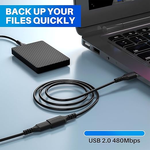 3 Pack USB Extension Cable 15 FT, USB 2.0 Type A Male to Female Extender Cord Adapter, Compatible with Printer, Keyboard, Mouse, Flash Drive, Hard Drive, Controller, Black Cable with 5 Cable Ties