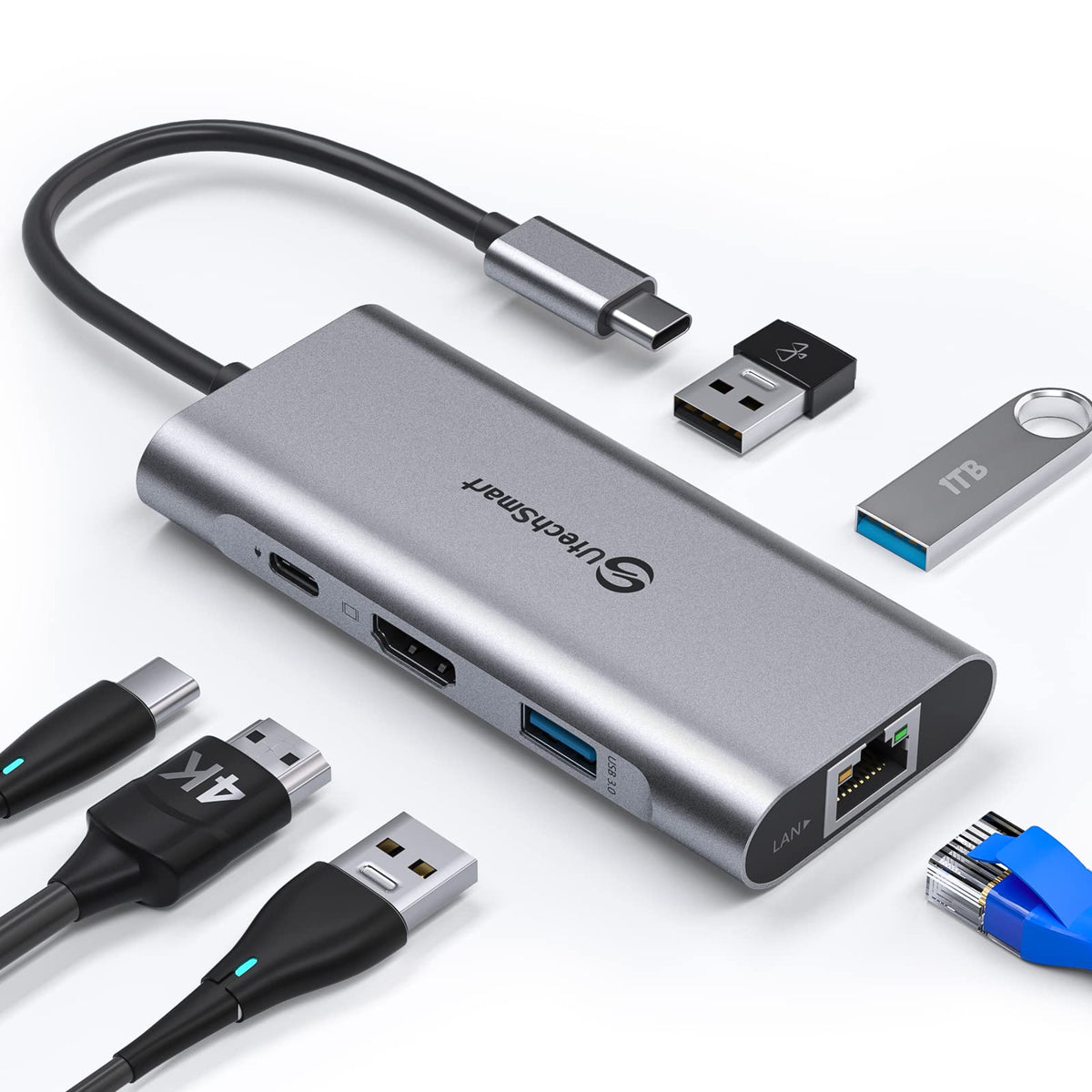 UtechSmart USB C Hub 6 in 1 Multiport Adapter for MacBook Pro/Air