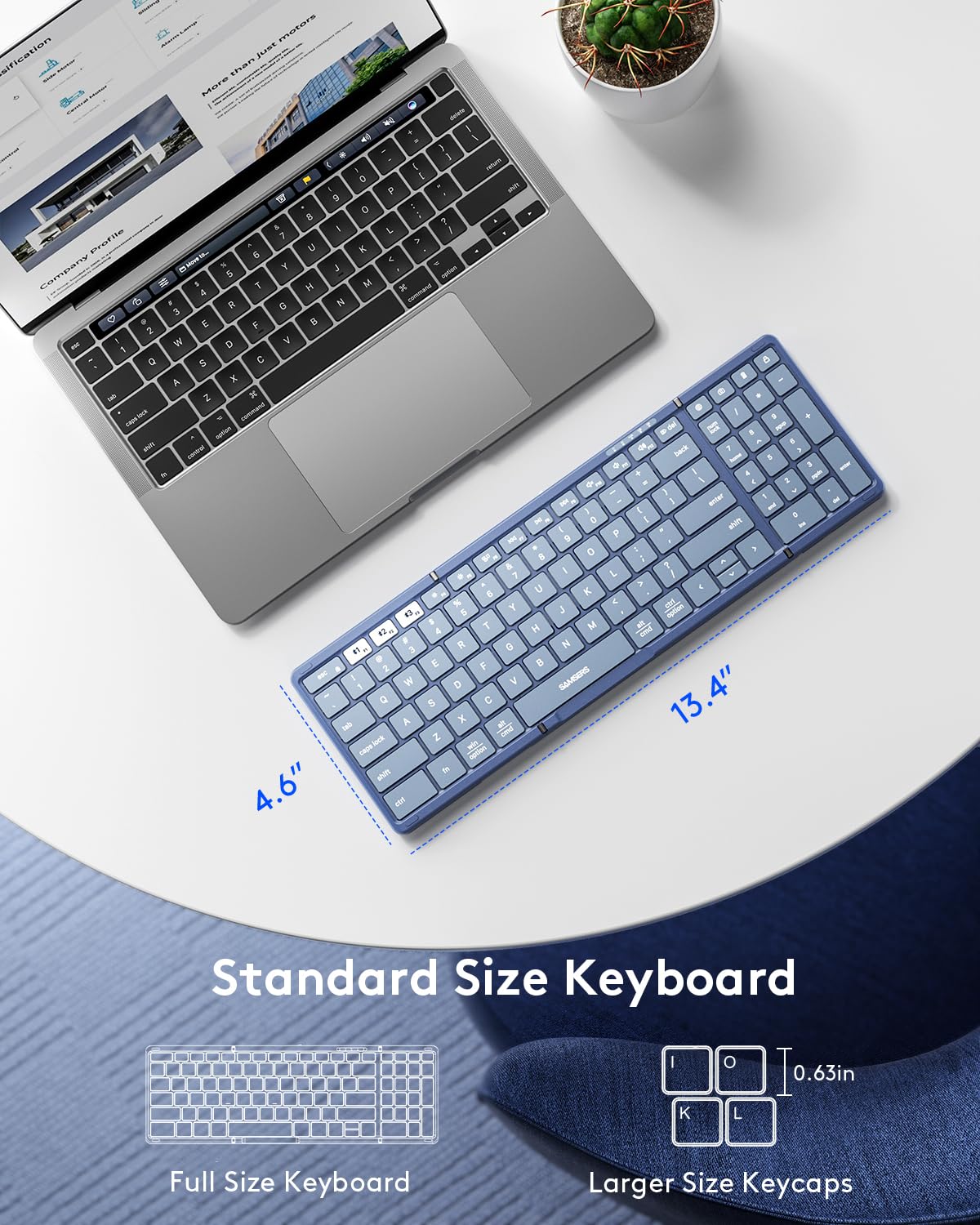 Samsers Full-Size Foldable Bluetooth Keyboard with Numeric Keypad - Blue