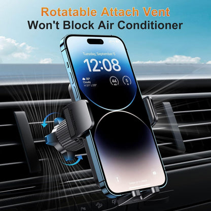 DOLYOFG Car Phone Holder Vent [Thick Cases Friendly] Phone Mount for Car Air Vent 360° Rotate Hands Free Cell Phone Holder for Car Automobile Cradle for All iPhone Android Smartphone