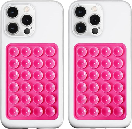 LvShuLiangPin Anteel 2 Pack Silicone Suction Phone Case Mount, Silicon Adhesive Phone Grip for Smartphones, Hands-Free Mirror Shower Phone Holder for Selfies, Tiktok Videos (Rose)