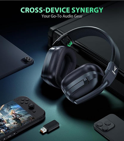 HW11 Wireless Gaming Headset for PS5,PS4,PS4 Pro, Switch,Mac,Bluetooth 5.3 Gaming Headphones with Noise Canceling Mic,Gamer Headphones for PC,50Hr Battery (Black)