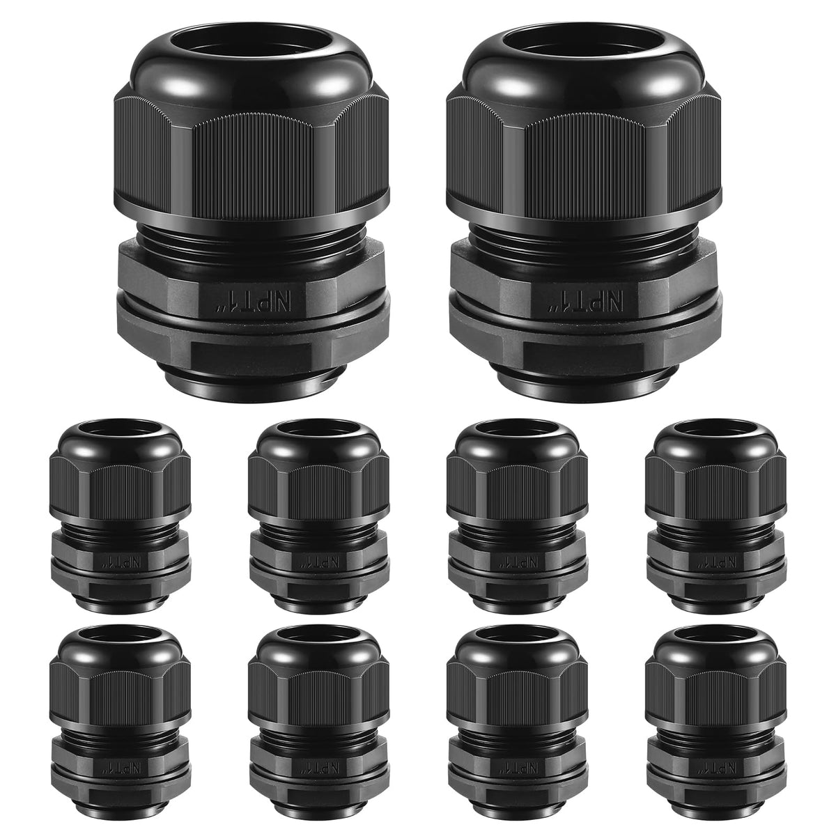 RTHIEAI 50 PCS 1/4"(4-8mm) NPT Nylon Cable Gland Joints with Gaskets, IP68 Adjustable Lock Nut Strain Relief Cord Grip Waterproof Cable Glands - UL Listed and RoHS Compliant