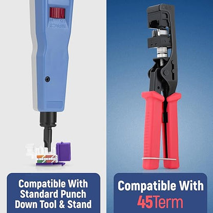 Everest 45° Angled RJ45 Cat6 Keystone Jacks 10-Pack in Purple - Slim Profile Female RJ45 Connectors - Cat 6 Keystone Jack - Compatible with 45° Angled Speed Termination Tool - 45Term (B0BL3GS7ZY)