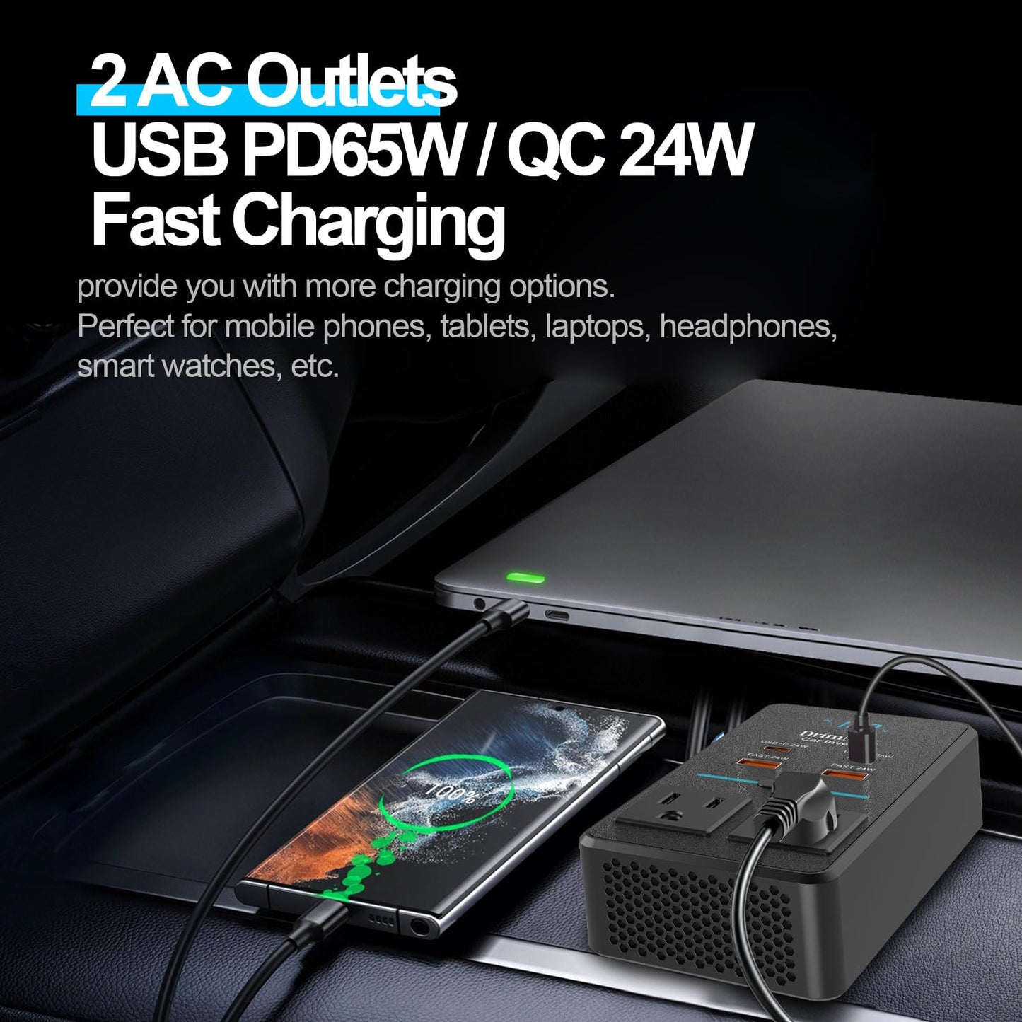 300W Car Power Inverter 12V to 110V Car Outlet Adapter