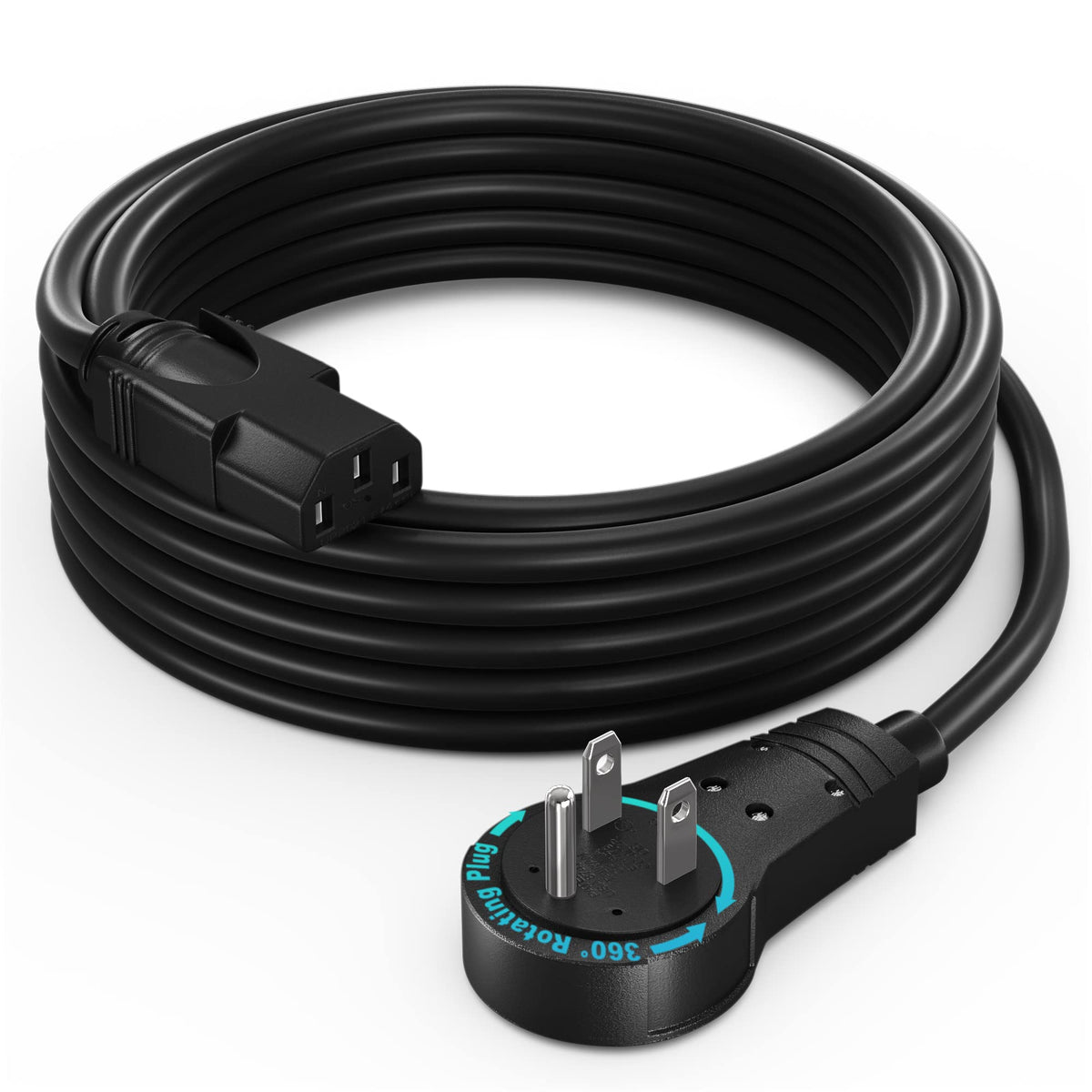 Maximm Monitor Power Cord 6 Ft, 360 Rotating, NEMA 5-15P to C13, White, UL