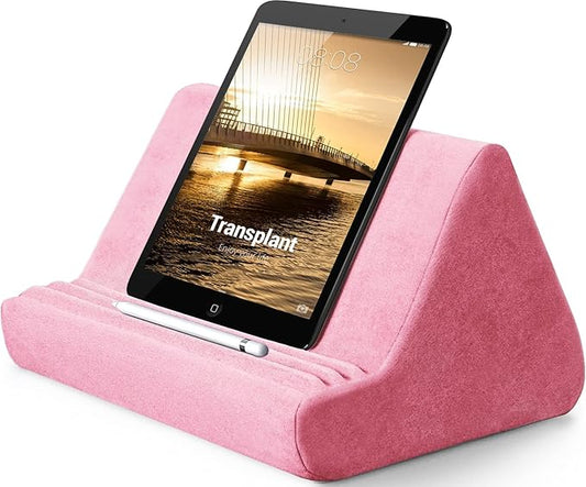 BZVV Tablet Pillow Stand with Pocket,Adjustable 3 Viewing Angle,Lazy Holder for Bed Sofa,Compatible with iPads Tablets eReaders Smartphones Books Magazines