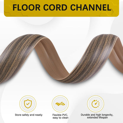 JAHOMFAI Floor Cord Cover 3.3FT Cord Covers for Wires on Floor Protect Wires & Prevent Trip Hazards, Easy to Cut for Home, Office, School, Concerts, Cavity W0.6in x H0.32in