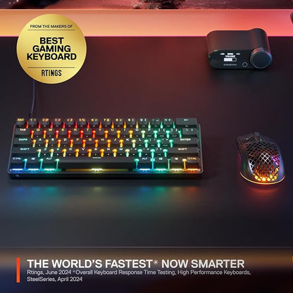 SteelSeries Apex Pro Mini Gen 3 OmniPoint 3.0 HyperMagnetic Switches — Adjustable Actuation — Rapid Trigger — Game-Ready Presets — Protection Mode — Rapid Tap/SOCD — RGB — PBT Keycaps — USB-C