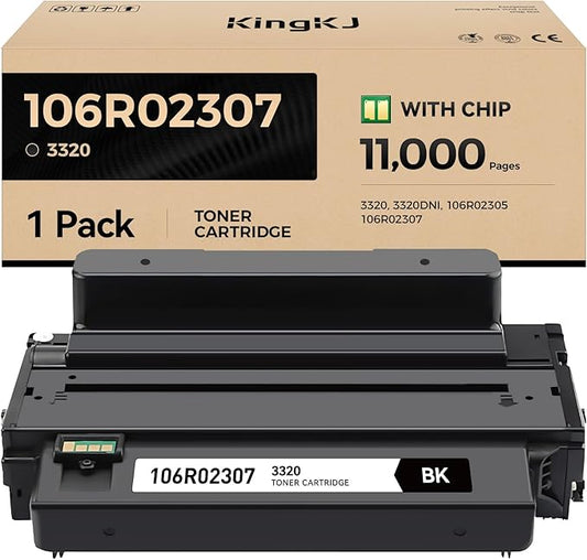 Phaser 3320 Black High Capacity Toner Cartridge 106R02307 1-Pack Replacement for Xerox 106R02305 106R02307 Toner Compatible with Xerox Phaser 3320 3320DNI 3320DN Laser Printer Ink All-in-One Copier