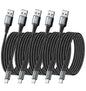 USB Type C Cable Fast Charging, 5 Pack[3/6/6/10/10FT] Braided C Charger Cables Compatible with iPhone 16/15, Samsung Galaxy S10 S9 S8 Plus, Note 10 9 8, LG V50 V40 G8 G7(Grey)