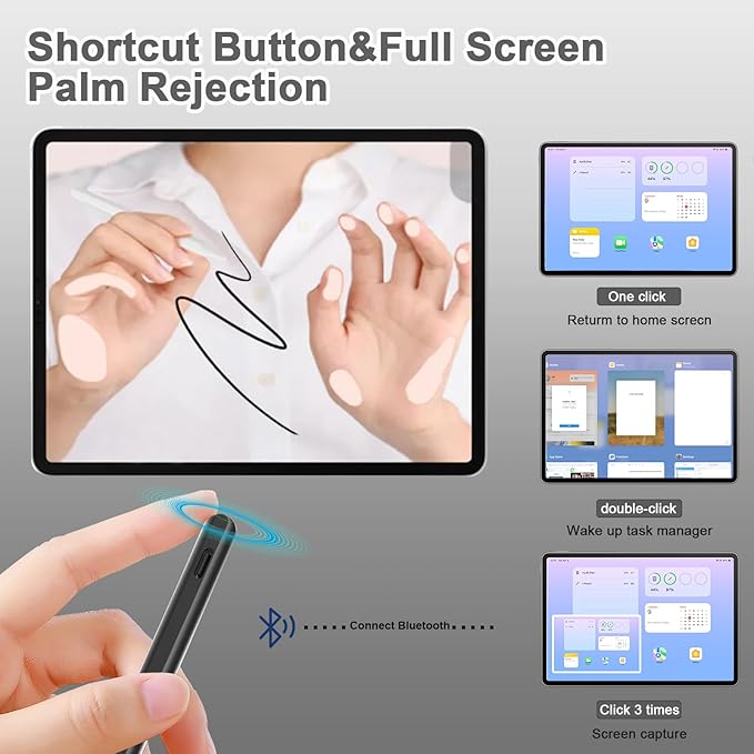 Pencil 2nd Generation for iPad 2018-2024 with Magnetic Wireless Charging Compatible with Apple iPad Pro 13”(M4)/12.9”/11”,iPad Air 6(M2)/5/4/3,iPad mini 7(A17 Pro)/6/5,iPad10/9/8/7/6 Black
