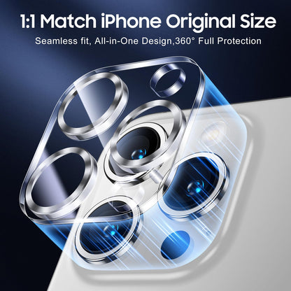 UniqueMe Compatible for 3 Pack iPhone 15 Pro/iPhone 15 Pro Max Camera Lens Protector, [Drop Protection] [Case Friendly] 9H Tempered Glass Camera Cover Screen [2023 New Version] - Silver