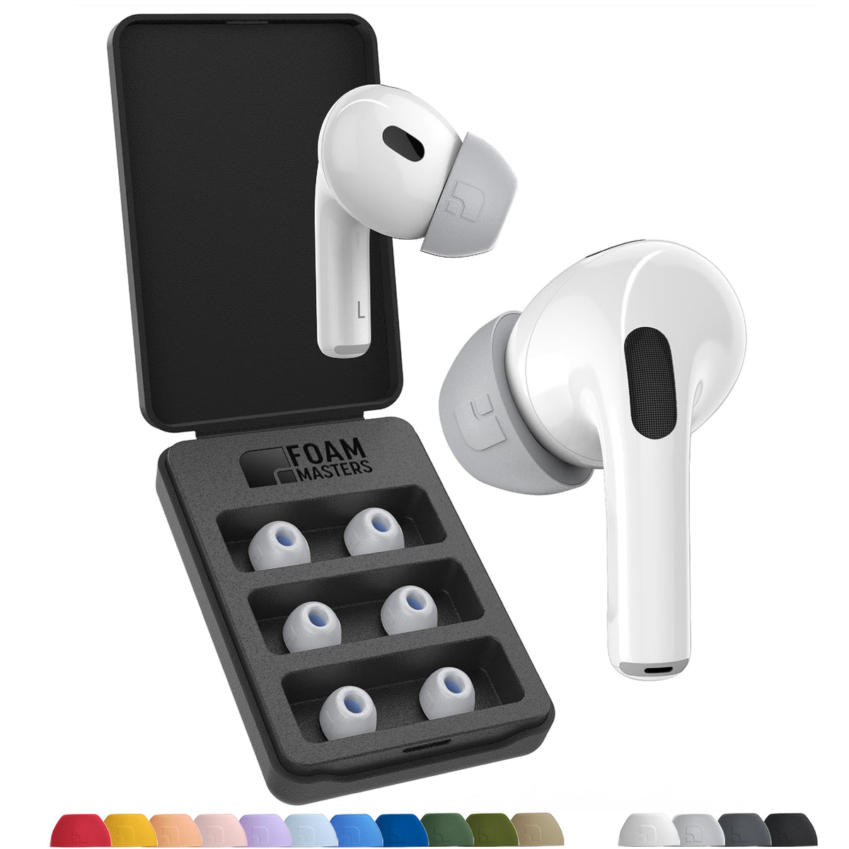 Foam Masters Ultra-Premium Memory Foam Ear Tips for AirPods Pro 1st & 2nd Gen | 3 Pairs | New Ver. | Secure Fit | Super Comfort | Better Noise Cancel | Replacement Buds (Small, Blue)
