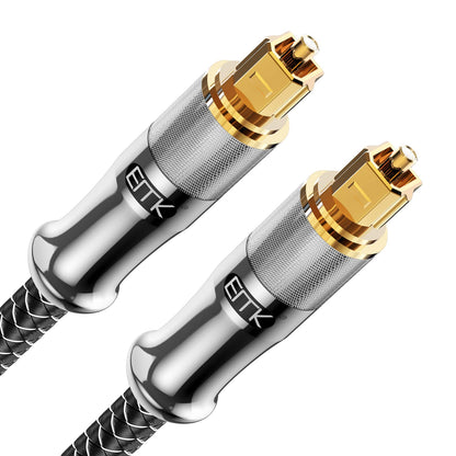 EMK 24K Gold-Plated Optical Audio Cable [10ft/3M] - Digital Toslink SPDIF Cable Compatible with Soundbar to TV, Home Theater - High-Speed Fiber Optic Cable (Silver)