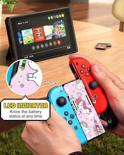 Lotadilo Joy-Con Grip for Nintendo Switch/Switch Oled - JoyCon Comfort Hand Grips Controller for Women Girls Teen Boys Cute Cartoon Design, Horse