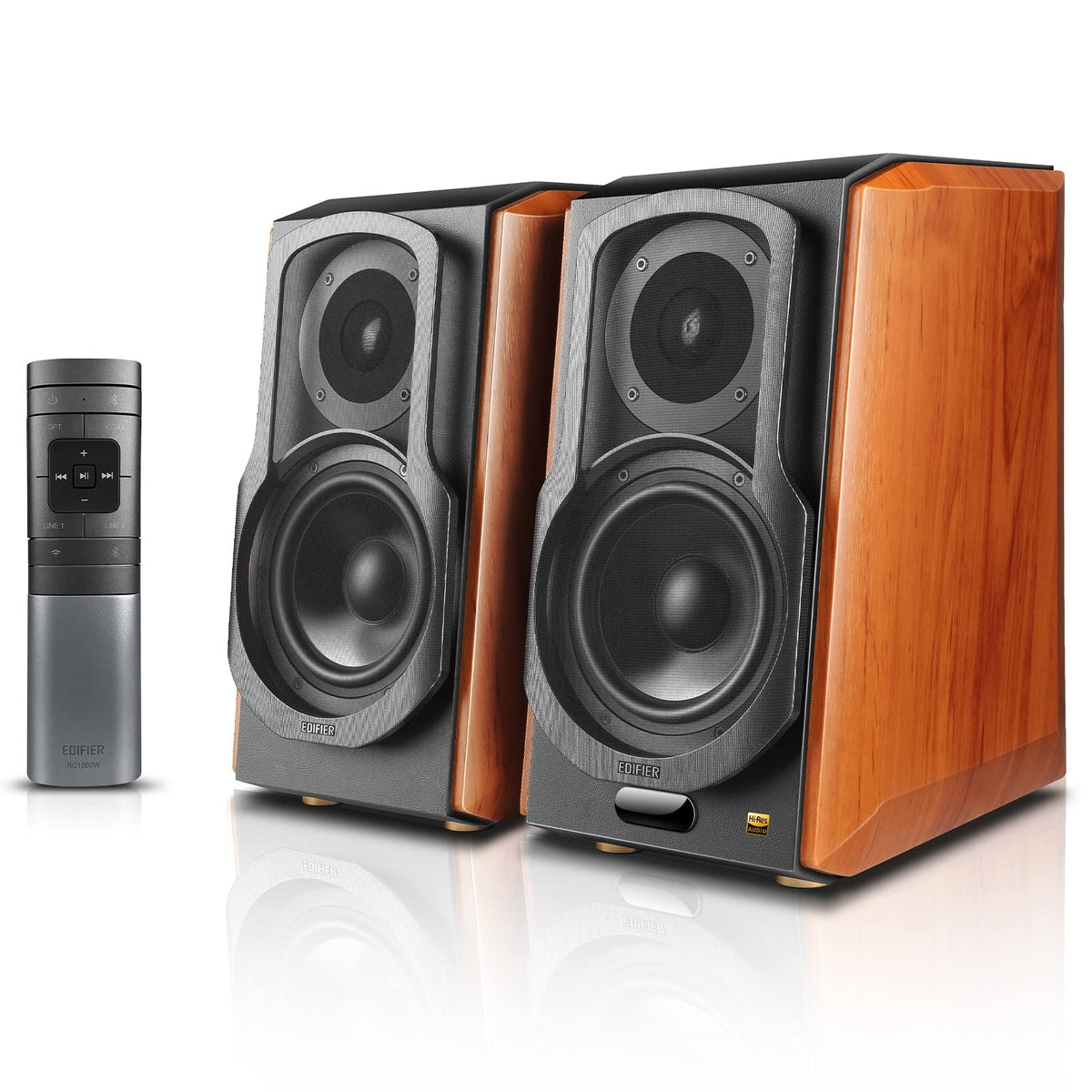 Edifier S1000W WiFi Audiophile Active Bookshelf 2.0 Speakers, 120W RMS Wireless HiFi Bluetooth Sound System Works with Alexa, Optical/RCA x 2 Coaxial, Supports AirPlay 2, Spotify Tidal Connect- Pair