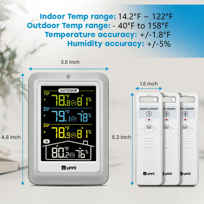 Indoor Outdoor Thermometer Wireless 4.5 Inch Display Digital Hygrometer