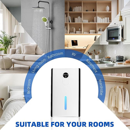 Dehumidifier for 1076 sq.ft,Quiet Portable Moisture Absorber with Auto Shut Off,Auto Defrost,72 OZ Water Tank,Drain Hose,7 Color LED Light,Sleep Mode for Basement Home Bedroom Bathroom RV