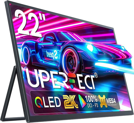 UPERFECT 22" 2K QLED Portable Monitor, 2560×1440 QHD Display