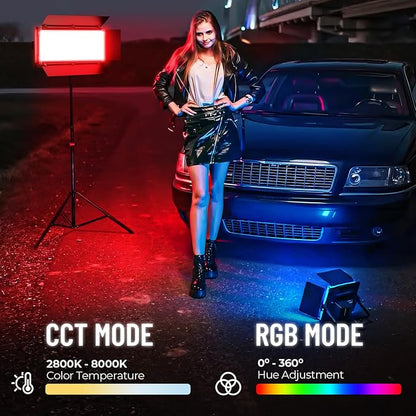 Mettlelite LS800C RGB Light Stick and Mettlelite SPL420C LED Video Light Full Color Video Light with APP Control 2800K-8000K CRI96 TLCI97 RGB CCT HSI Mode LED Light Bundle
